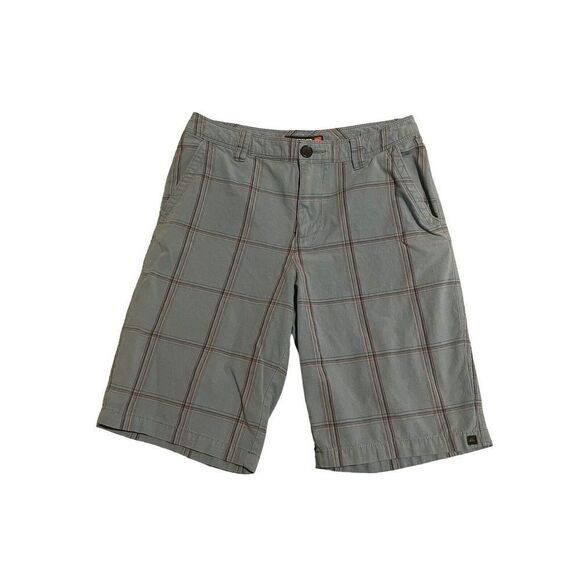Quicksilver Mens Boys Blue Red Plaid Pockets Chino Style Shorts, Size 28 - Picture 2 of 10